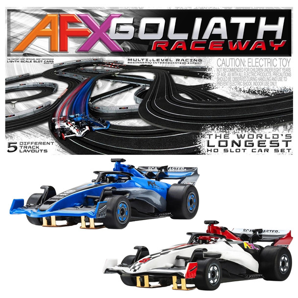 AFX Goliath Raceway 65-Foot Mega G+ HO Slot Car Track Set w/Tri-Power Pack