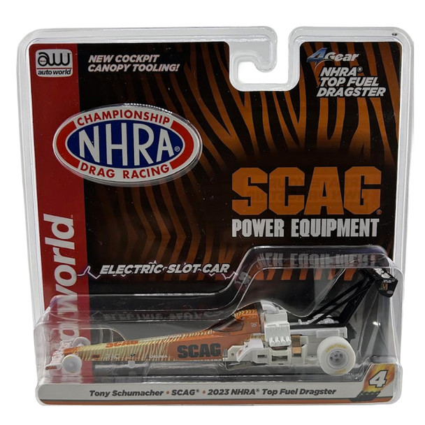 Auto World 4Gear NHRA Tony Schumacher 2023 SCAG Top Fuel Dragster iWheels HO Slot Car