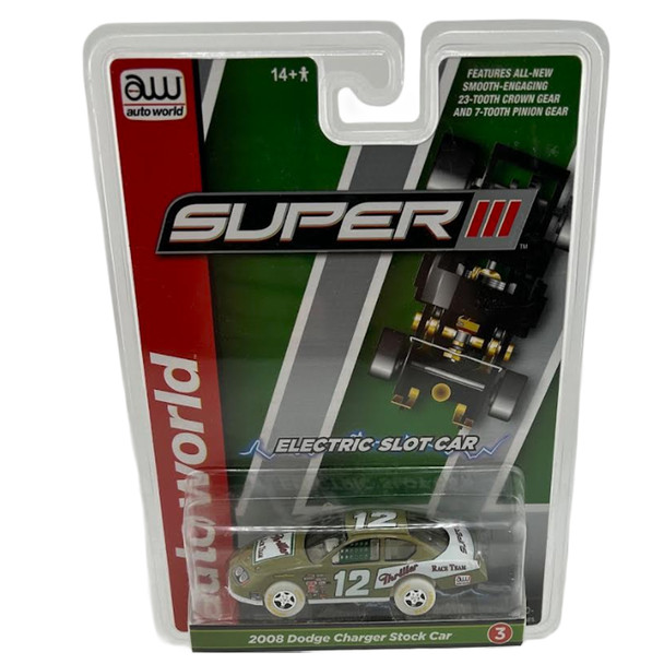 Auto World Super III 2008 Dodge Charger Stock Car iWheels HO Scale Slot Car