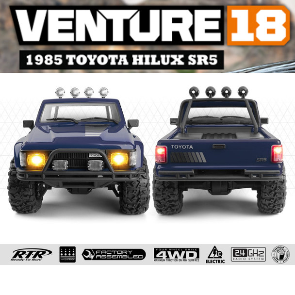 HPI 161252 1/18 Venture18 Brushed 1985 Toyota Hilux SR5 4WD RTR Blue Truck