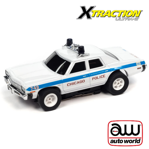 Auto World Xtraction R36 Blues Brothers Chicago Police 1974 Dodge Monaco HO Slot Car