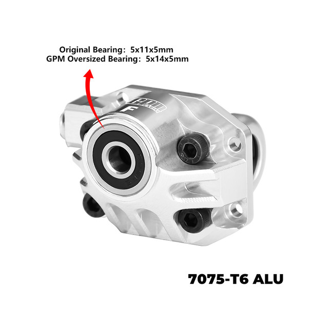 GPM Alum Front Axle Oversize Bearing Diff Cover Case Silver for Vanquish 1/10 H10