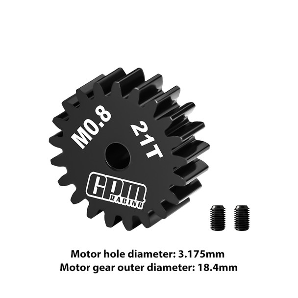 GPM 40Cr Steel Motor Gear 21T (32 Pitch, Module 0.8mm) Motor Tooth Diameter 3.175mm