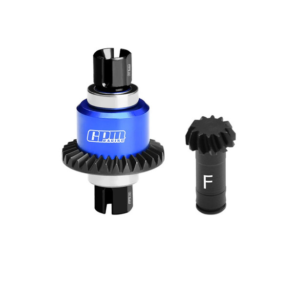 GPM 4140 Carbon Steel + Alum Front Diff Gear Set 12/30T Blue for 1/18 Granite Grom