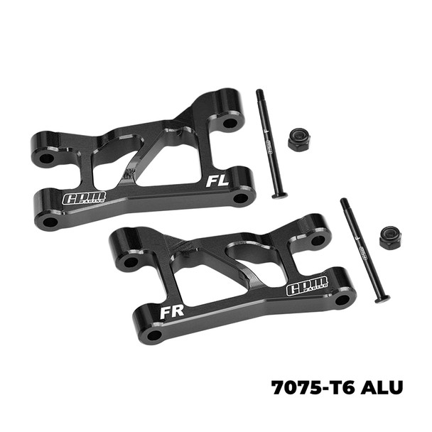 GPM Aluminum 7075-T6 Alloy Front Upper Suspension Arms Black for 1/16 Mini Slash