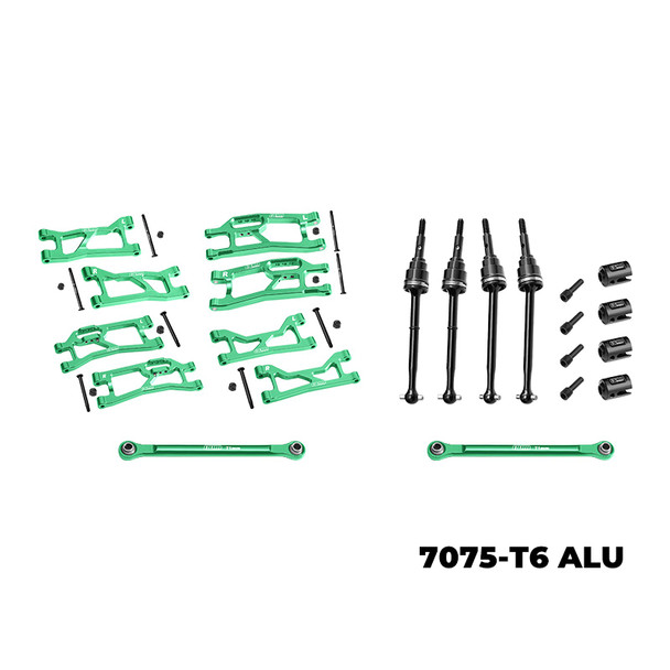 GPM Aluminum 7075 Alloy Widemaxx Suspension Kit Green for 1/16 Mini Maxx / XRT