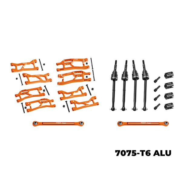 GPM Aluminum 7075 Alloy Widemaxx Suspension Kit Orange for 1/16 Mini Maxx / XRT