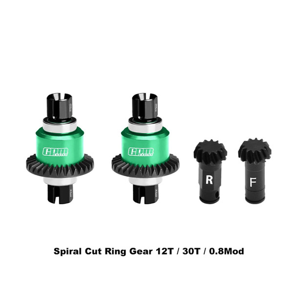 GPM Carbon Steel + Alum F&R Diff Gear Set 12/30T Green for 1/18 Granite Grom