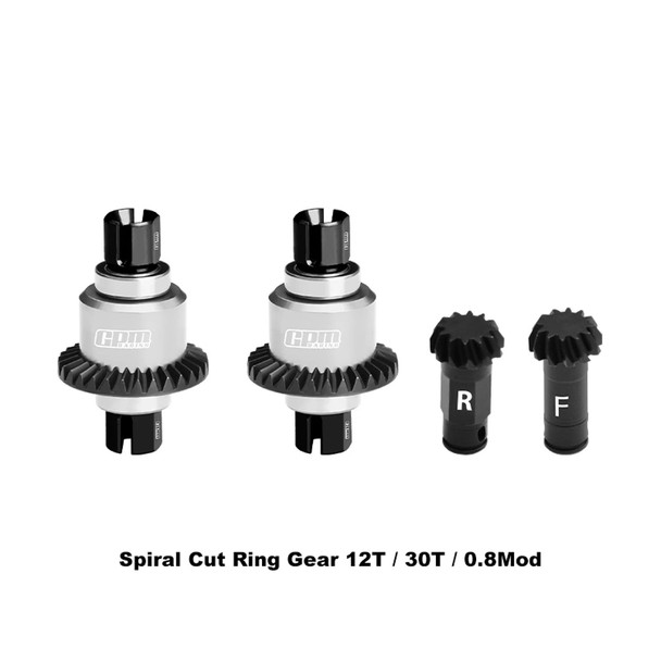 GPM Carbon Steel + Aluminum F&R Diff Gear Set 12/30T Silver for 1/18 Granite Grom