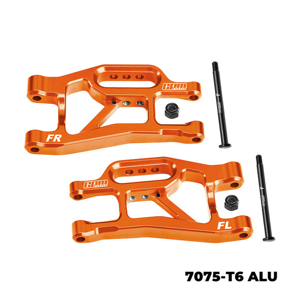GPM Aluminum 7075 Alloy Front Lower Suspension Arms Orange for 1/16 Mini Slash