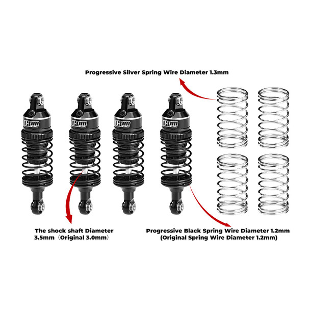 GPM Alum F&R Adjustable Progressive Spring Shock 63mm Black for Mini Slash 4X4