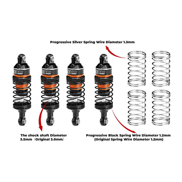GPM Alum F&R Adjustable Progressive Spring Shock 63mm Orange for Mini Slash 4X4