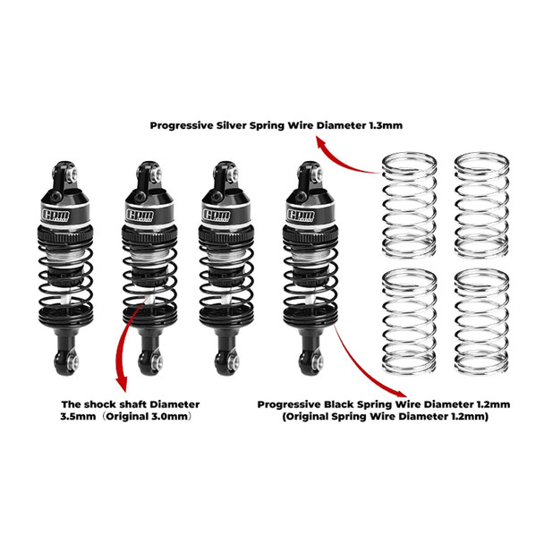 GPM Alum F&R Adjustable Progressive Spring Shock 63mm Silver for Mini Slash 4X4