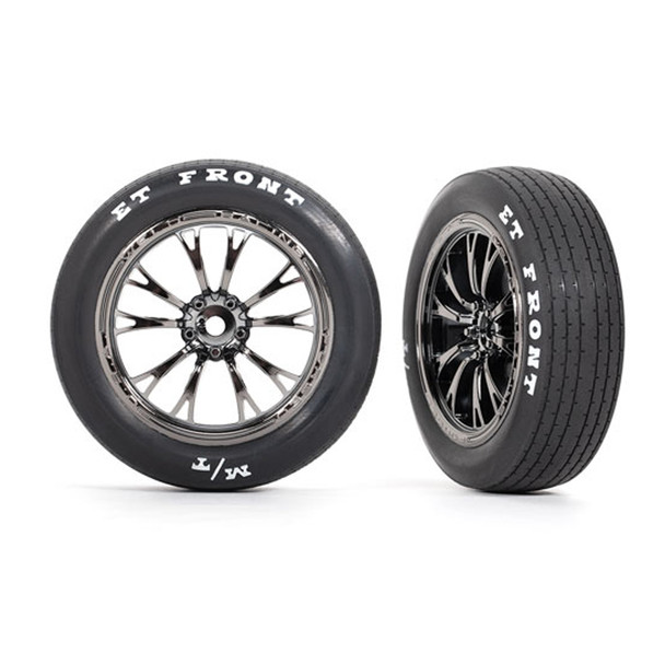 Traxxas 9474X Front Tires w/ Weld Black Chrome Wheels & Foam Inserts (2)