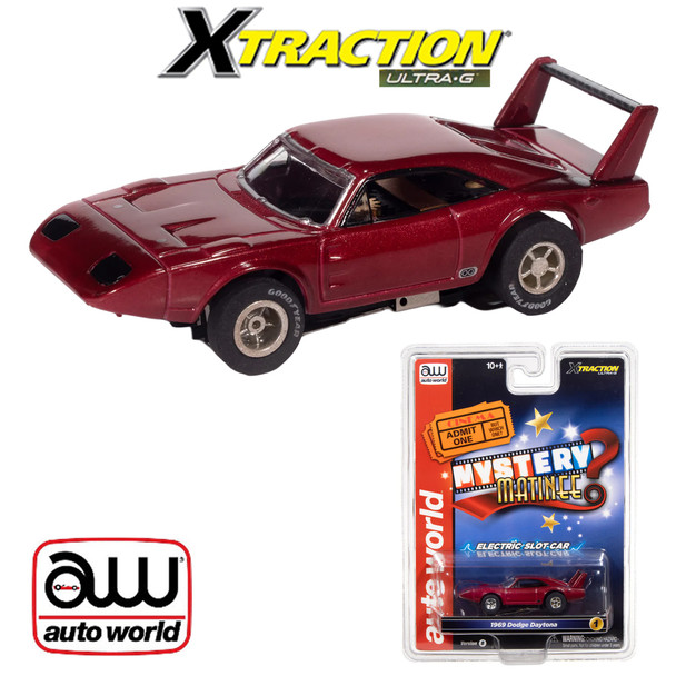 Auto World Xtraction 1969 Dodge Daytona Mystery Matinee Red HO Slot Car