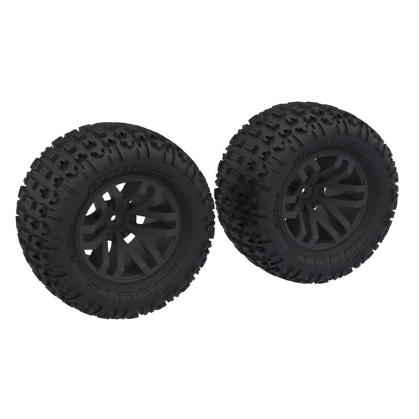 ARRMA ARA-1608 dBoots 'FORTRESS MT' Tire/Wheel Set Black (2) for 1/10 Granite