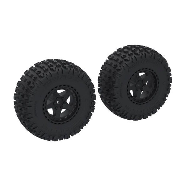 ARRMA ARA-1616 dBoots 'FORTRESS SC' Tire/Wheel Set Black (2) for 1/10 Senton