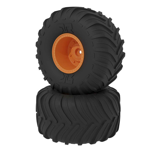 ARRMA ARA-2532 dBoots Chevron MT Tire/Wheel Set Orange (2) for 1/10 Gorgon