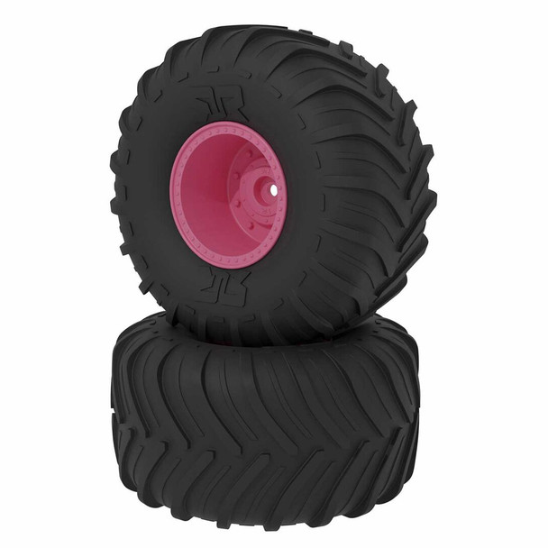 ARRMA ARA-2533 dBoots Chevron MT Tire/Wheel Set Pink (2) for 1/10 Gorgon