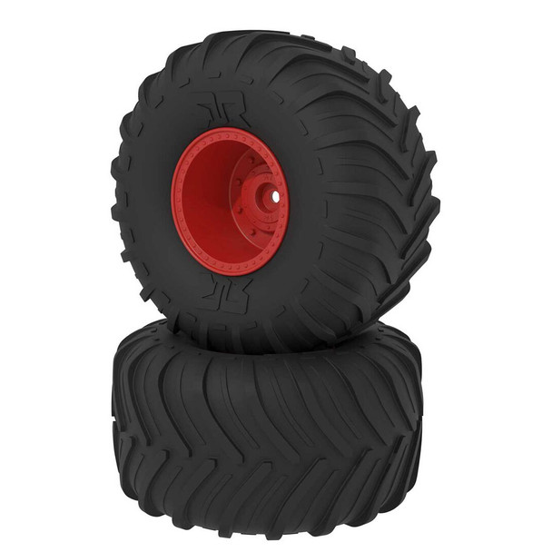 ARRMA ARA-2534 dBoots Chevron MT Tire/Wheel Set Red (2) for 1/10 Gorgon