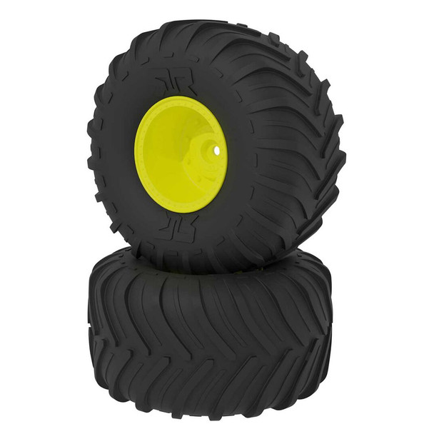 ARRMA ARA-2536 dBoots Chevron MT Tire/Wheel Set Yellow (2) for 1/10 Gorgon