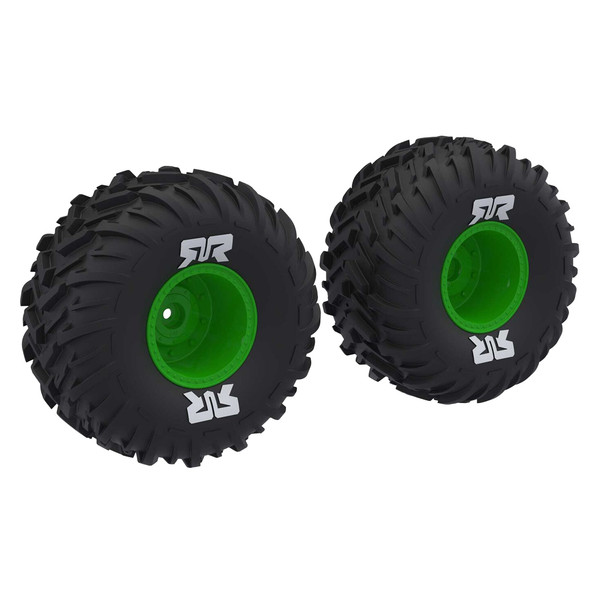 ARRMA ARA-2575 dBoots Cut Chevron MT Tire/Wheel Set Green (2) for 1/10 Gorgon