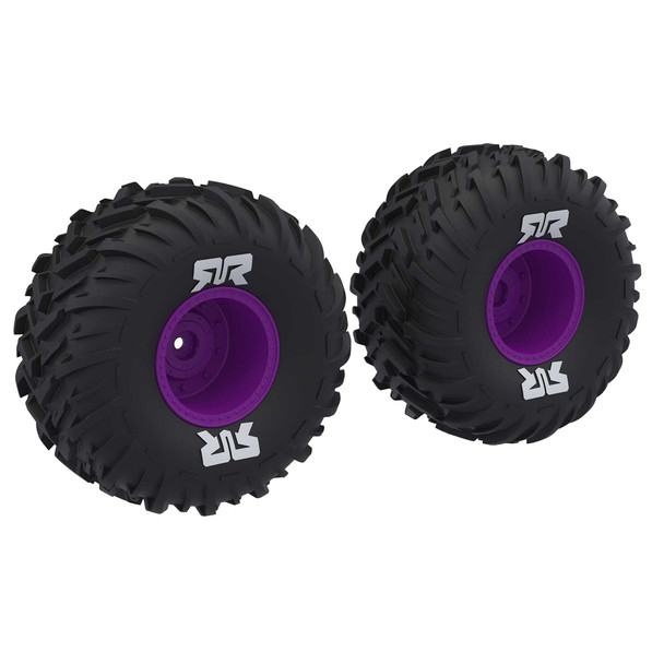 ARRMA ARA-2576 dBoots Cut Chevron MT Tire/Wheel Set Purple (2) for 1/10 Gorgon