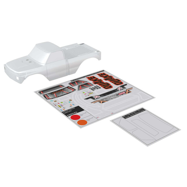 ARRMA ARA-2613 Clear Body w/ Decal Sheet & Window Mask for 1/16 Quake Grom