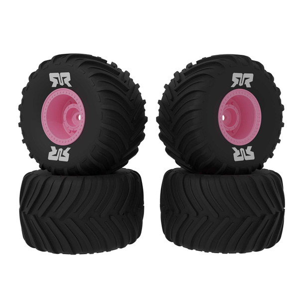 ARRMA ARA-3126 dBoots Chevron MT Tire/Wheel Set Pink (4) for Gorgon & Quake Grom