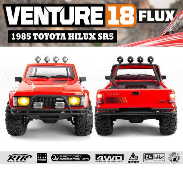 HPI 160969 1/18 Venture18 FLUX Brushless 1985 Toyota Hilux SR5 4WD RTR Red Truck