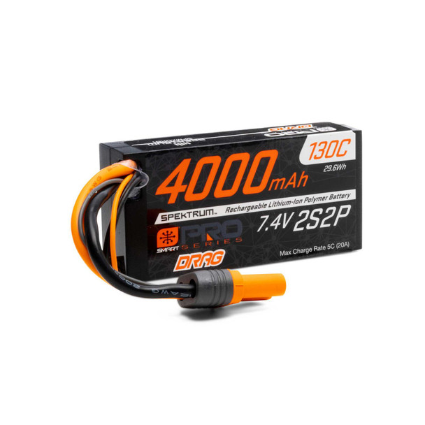 Spektrum SPMXDRB1 7.4V 4000mAh 2S 130C Smart No Prep Drag LiPo Battery w/ IC5 Plug