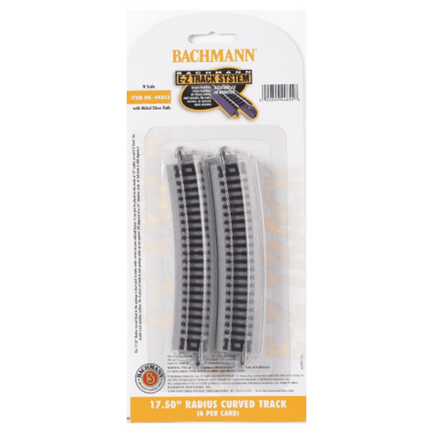 Bachmann 44855 EZ-Track 17.50" Radius 15-Degree Curve Section (6) N Scale