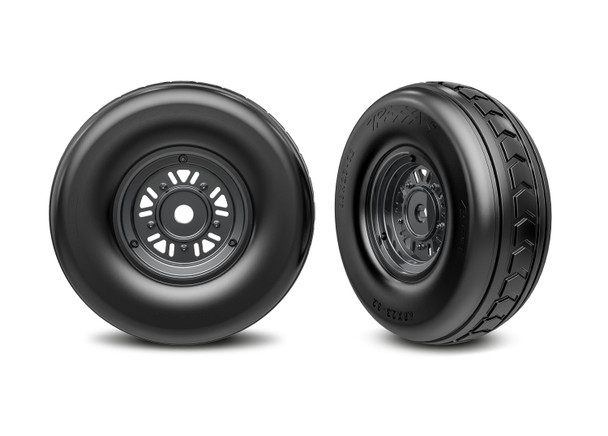 Traxxas 10972-BLKC Arrow-Pattern Front Tires w/ 3.2" Black Chrome Wheels (2) Sand Car