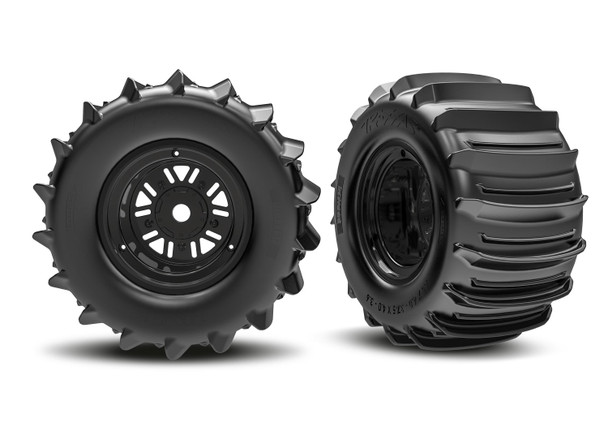 Traxxas 10973 Paddle Rear Tires w/ Black Wheels (2) for Funco® Pro Scale®
