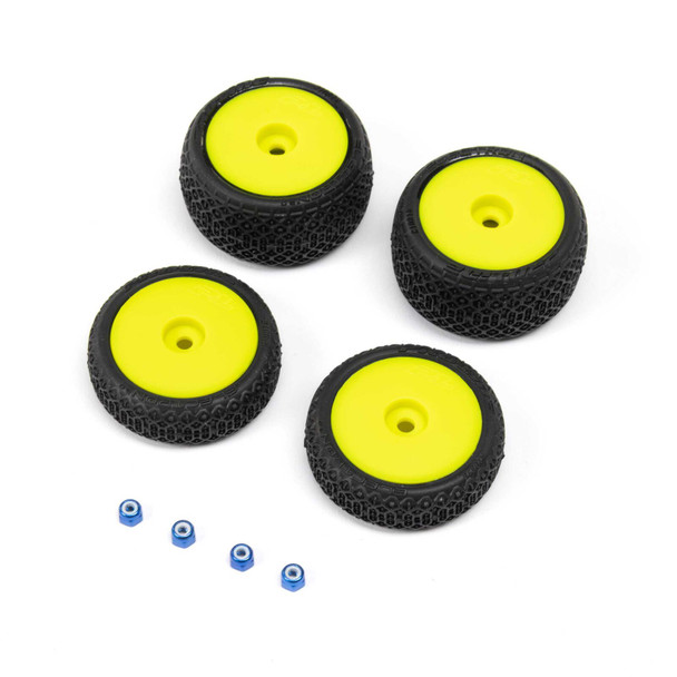 Pro-Line PRO1031412 1/24 Electron 2.0 Buggy F/R Tires w/ Yellow Wheels (4) for Micro-B