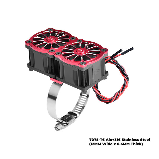 GPM Aluminum Dual 40x28mm RC Cooling Fan Adjustable Red for 40-56 Series Motor