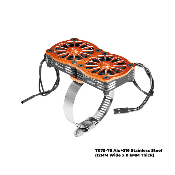 GPM Aluminum Dual 40x40mm RC Cooling Fan Adjustable Orange for 40-56 Series Motor