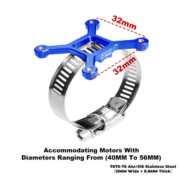 GPM Aluminum 40x40mm RC Cooling Fan Adjustable Mount Blue : 40-56 Series Motor