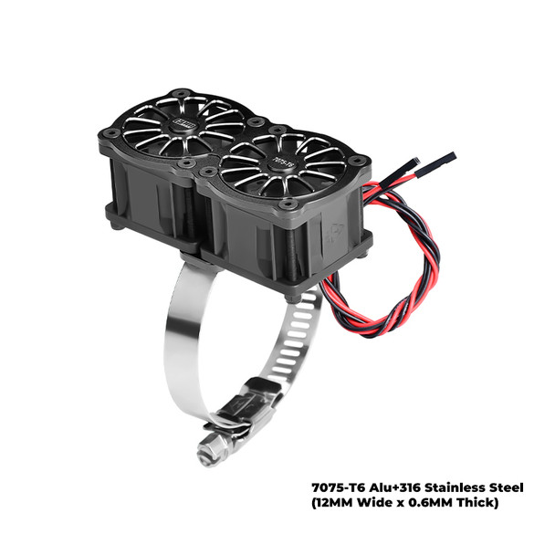 GPM Aluminum Dual 40x28mm RC Cooling Fan Adjustable Black for 56-70 Series Motor