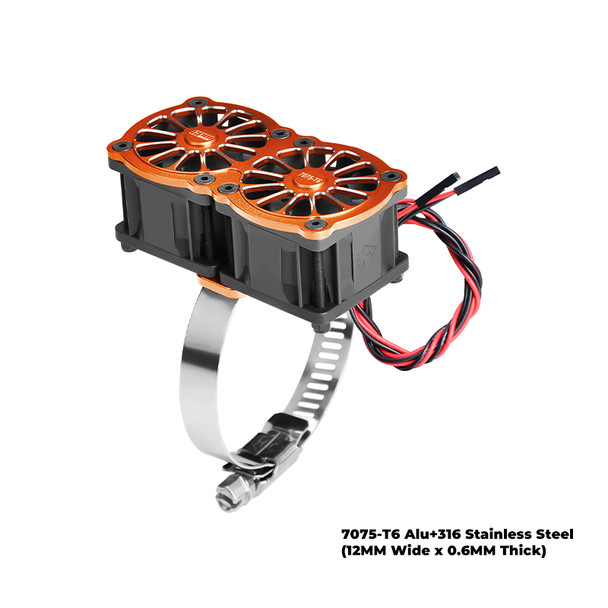 GPM Aluminum Dual 40x28mm RC Cooling Fan Adjustable Orange for 56-70 Series Motor