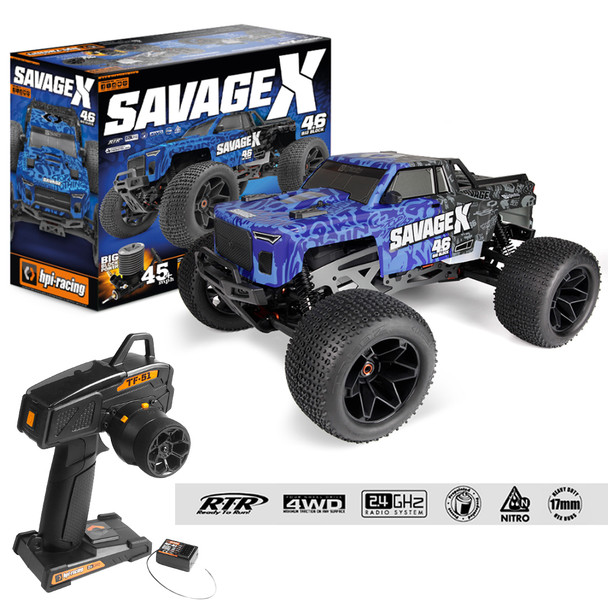 HPI 160585 1/8 Savage X 4.6 GT-6 4WD Nitro Monster Truck Blue