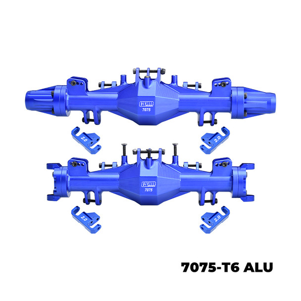 GPM Alum 7075-T6 Alloy Quick Release F&R Axle Housing Set Blue for Losi 1:8 LMT