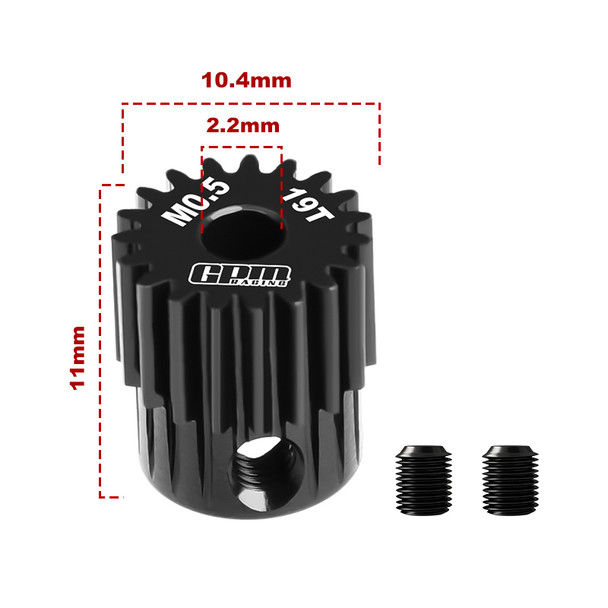 GPM 40Cr Steel Motor Gear 19T (Module: 0.5mm, Motor Tooth Diameter: 2.2mm)