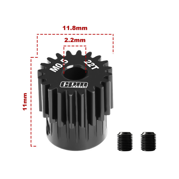 GPM 40Cr Steel Motor Gear 22T (Module: 0.5mm, Motor Tooth Diameter: 2.2mm)