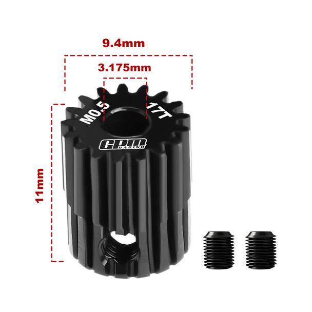 GPM 40Cr Steel Motor Gear 17T (Module: 0.5mm, Motor Tooth Diameter: 3.175mm)