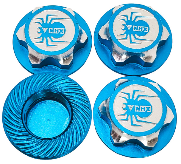 NHX RC 1/8 17mm Aluminum Spider Wheel Nuts (4) -SkyBlue