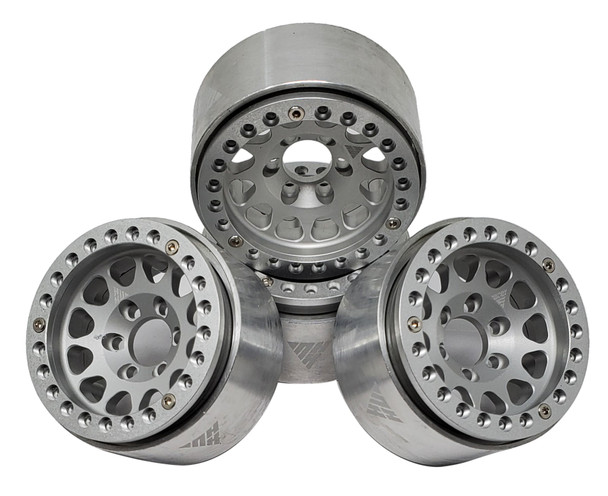 NHX RC 1.9" Aluminum Beadlock Crawler Wheels Rims M105 Silver 4pcs