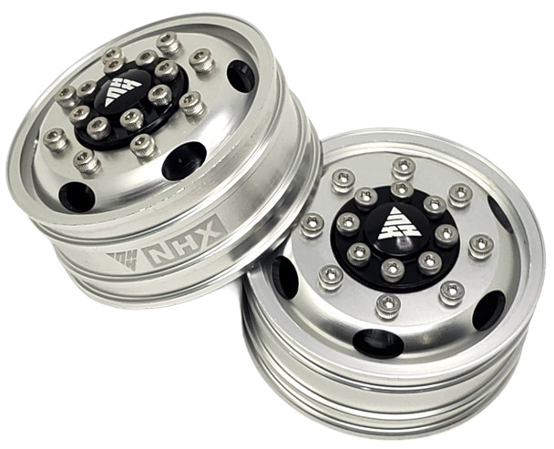 NHX RC Aluminum Front Wheel Rim Silver For 1/14 Tamiya Tractor Trucks (Hex Hubs)