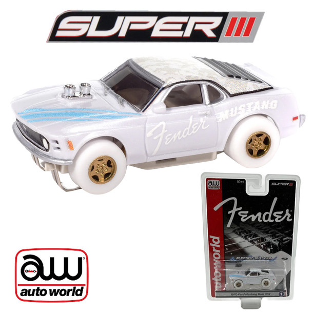 Auto World Super III 1970 BOSS Ford Mustang Fender iWheels HO Scale Slot Car