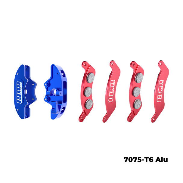 GPM Alum Front Brake Calipers & Brake Pads (Left & Right) Blue for 1/6 Sand Car